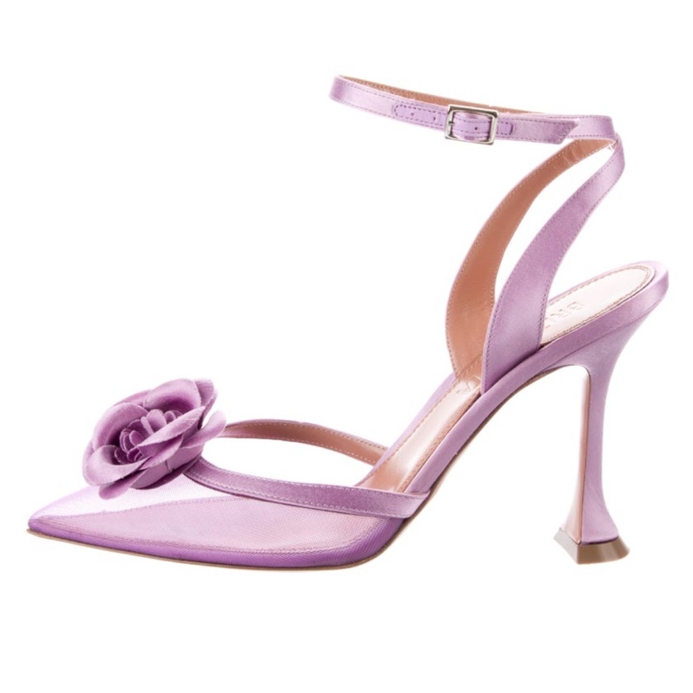 Britt Netta Coco Lilac Mash Satin Ankle Strap Sandals Stiletto Flare Heel 37
